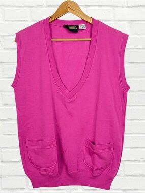 Vintage 90s V Neck Fleece Lined Sleeveless Pullover Oversized Sweatshirt Vest M